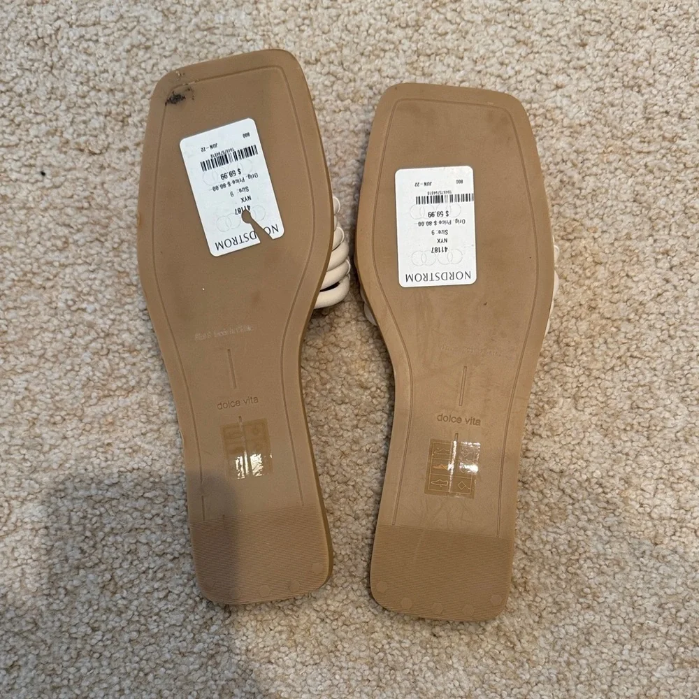 NEW Dolce Vita White and Tan Women's Sandals - Picture 3 of 4